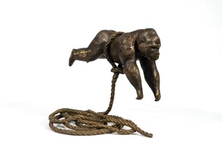 This contemporary bronze sculpture of a gorilla was created by Gillie and Marc.