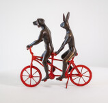 This contemporary figurative bronze tabletop sculpture featuring animals is by Gillie and Marc. Image 4
