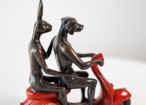 This contemporary bronze figurative tabletop sculpture featuring animals is by Gillie and Marc. Image 8