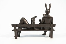 Captured reading books, this contemporary bronze figurative sculpture is by Gillie and Marc. Image 3