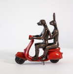 This contemporary bronze figurative tabletop sculpture featuring animals is by Gillie and Marc. Image 4