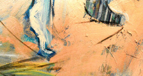 Two dynamic figures integrate with the surrounding space in a kaleidoscope of color -- lime green, yellow, cobalt blue, pink and lemon yello… Image 3