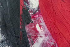 Passages of red and silver in a combination of acrylic paint, marble dust, pigments and wax are balanced by shapes of grey and black in this… Image 6