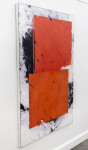 This bold abstract composition in deep orange, black and white by Ivo Stoyanov is a mixed media work on canvas. Image 7