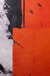 This bold abstract composition in deep orange, black and white by Ivo Stoyanov is a mixed media work on canvas. Image 3