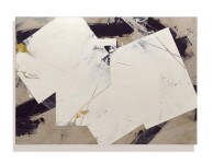 Lush layers of white paint in expressive brushstrokes form a geometric pattern that plays out across the canvas in this engaging abstract by… Image 2
