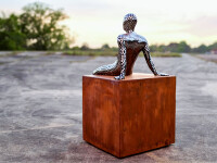 This large figurative contemporary metal sculpture is designed for the outdoors. Image 7