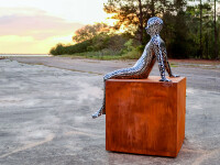 This large figurative contemporary metal sculpture is designed for the outdoors. Image 16