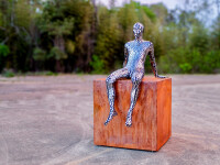 This large figurative contemporary metal sculpture is designed for the outdoors. Image 2