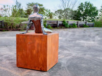 This large figurative contemporary metal sculpture is designed for the outdoors. Image 6