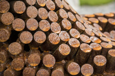 This figurative outdoor sculpture is forged from steel. Image 7