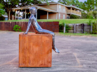 This large figurative contemporary metal sculpture is designed for the outdoors. Image 5