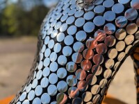 This large figurative contemporary metal sculpture is designed for the outdoors. Image 12