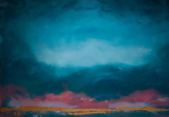 Dark clouds close in on a brilliant azure sky in this emotive landscape by Jay Hodgins.