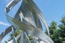 Jean-Marc Tétrault’s abstract sculptures can be found in many public venues including his own township in Quebec where he created a steel sc… Image 12