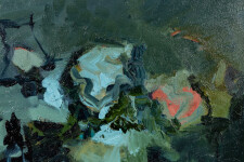 This large abstract contemporary painting by Jennifer Hornyak has a floral theme and features the colour blue. Image 8
