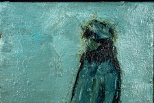 This contemporary figurative oil painting rendered in teal blue is by Jennifer Hornyak. Image 4