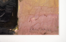 This abstract contemporary composition has a floral theme rendered in coral and black. Image 5