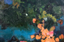 This large abstract contemporary painting by Jennifer Hornyak has a floral theme and features the colour blue. Image 10