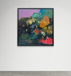 Expressive layered passages of bronze, periwinkle, red and turquoise with highlights of yellow are framed by dark green foliage in this rich… Image 3