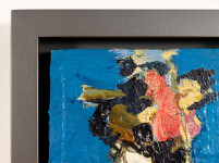 This small contemporary abstract painting by Jennifer Hornyak has a floral theme. Image 7