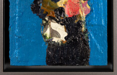 This small contemporary abstract painting by Jennifer Hornyak has a floral theme. Image 6