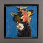 This small contemporary abstract painting by Jennifer Hornyak has a floral theme. Image 2