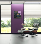 This large abstract contemporary painting has a floral theme and features the colours blue and magenta. Image 13