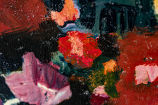 This contemporary abstract and colourful oil painting has a floral theme. Image 10
