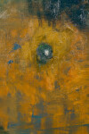 This large abstract contemporary oil painting has a floral theme rendered in blue and ochre. Image 9