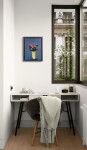 This abstract contemporary oil painting has a floral theme featuring the colours pink and blue. Image 10