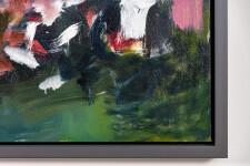 This large abstract contemporary colourful oil painting has a floral theme. Image 6