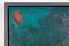 This large abstract contemporary colourful oil painting has a floral theme. Image 4