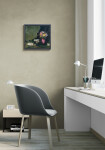 This abstract contemporary oil painting has a floral theme rendered in magenta and orange. Image 13
