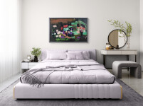 This contemporary abstract and colourful oil painting has a floral theme. Image 12