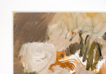 This abstract contemporary composition has a floral theme rendered in coral and black. Image 6