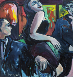 This contemporary figurative oil painting was created by Jennifer Hornyak.