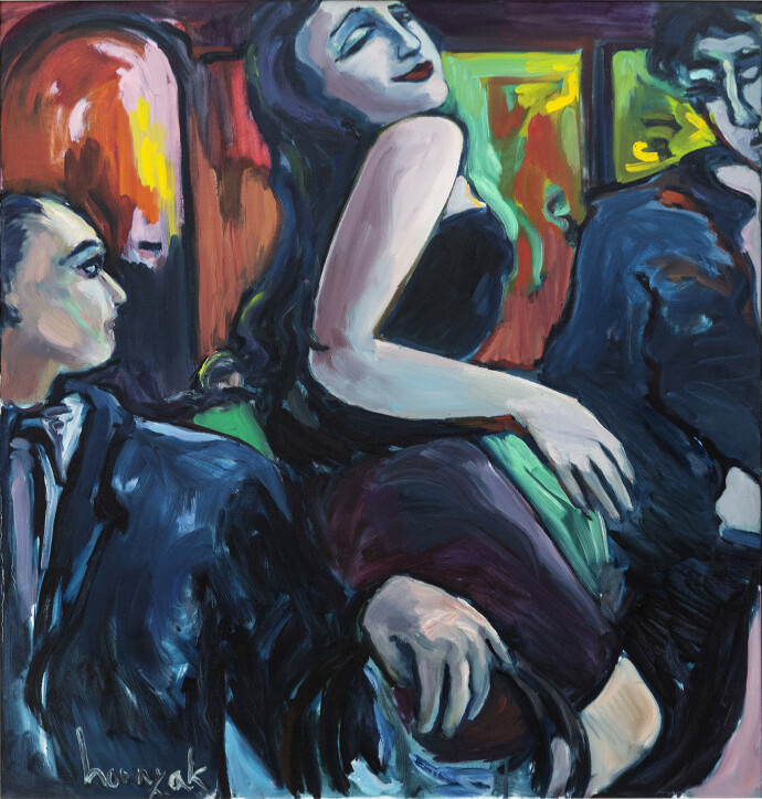 This contemporary figurative oil painting was created by Jennifer Hornyak.