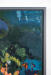 This large abstract contemporary painting by Jennifer Hornyak has a floral theme and features the colour blue. Image 6