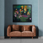 Lit with pink and amber this large scale still life of flowers by Jennifer Hornyak verges on abstraction. Image 12