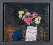 This abstract contemporary colourful oil painting has a floral theme. Image 2