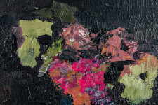 This abstract contemporary colourful oil painting has a floral theme. Image 9