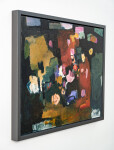 This contemporary abstract and colourful oil painting has a floral theme. Image 4