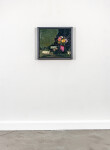 This abstract contemporary oil painting has a floral theme rendered in magenta and orange. Image 3