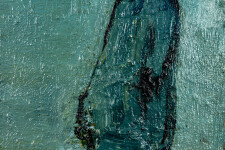 This contemporary figurative oil painting rendered in teal blue is by Jennifer Hornyak. Image 5