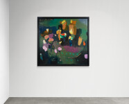 Lit with pink and amber this large scale still life of flowers by Jennifer Hornyak verges on abstraction. Image 3