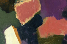 Lit with pink and amber this large scale still life of flowers by Jennifer Hornyak verges on abstraction. Image 4