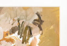 This abstract contemporary composition has a floral theme rendered in coral and black. Image 7