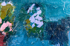 This abstract contemporary painting by Jennifer Hornyak has a floral theme and features the colour purple. Image 8