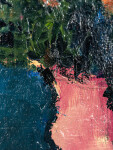 This contemporary oil painting is an abstract of a still life with a floral theme. Image 9